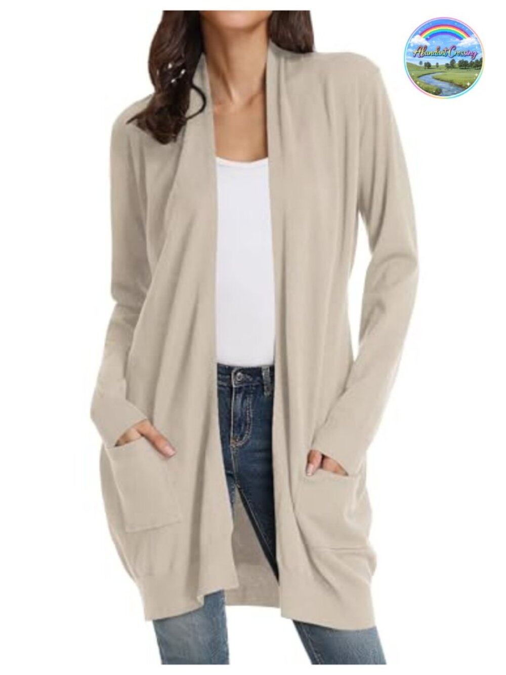 Long Open Front Cardigan with Pockets Lightweight Sweater